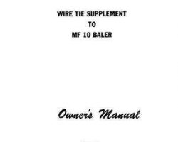 Massey Ferguson 690485M3 Operator Manual - 10 / 12 Baler (wire tie supplement)