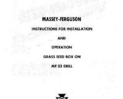 Massey Ferguson 690568M1 Operator Manual - 33 Grain Drill (grass box attachment)