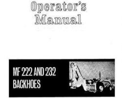 Massey Ferguson 690756M2 Operator Manual - 222 / 232 Backhoe Attachment
