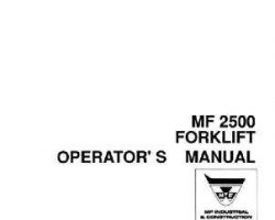 Massey Ferguson 690758M2 Operator Manual - 2500 Forklift (Continental gas)