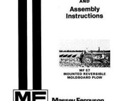 Massey Ferguson 690809M5 Operator Manual - 57 Moldboard Plow (reversible)