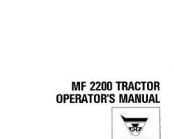 Massey Ferguson 690817M2 Operator Manual - 2200 Utility Tractor