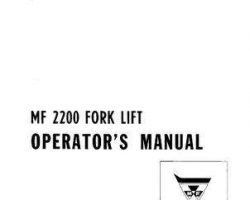 Massey Ferguson 690846M1 Operator Manual - 2200 Forklift (Continental gas)