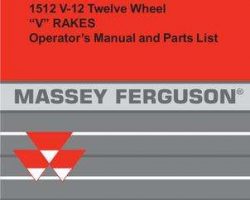 Massey Ferguson 700004260A Operator Manual - 1508 / 1510 / 1512 V Rake (eff sn 'S')