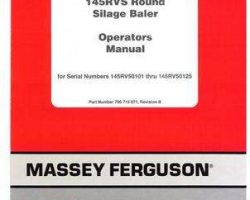 Massey Ferguson 700715871B Operator Manual - 145RVS Round Baler (CE)