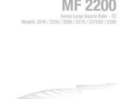 Massey Ferguson 700746226D Operator Manual - 2240 / 2250 / 2260 / 2270 / 2270XD / 2290 Baler (CE)