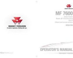 Massey Ferguson ACT0000620 Operator Manual - 7600 Series Tractor (effic-exclus cab, Dyna 6, operation portion)