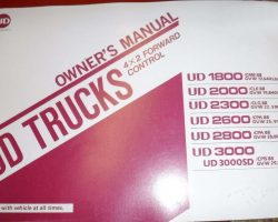 1993 UD Trucks UD1800 Models Operator's Manual