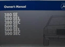 1984 Mercedes Benz 380SE, 380SEL, 380SEC Euro Models Owner's Manual