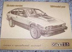 1984 Alfa Romeo GTV 6 2.5 Owner's Manual
