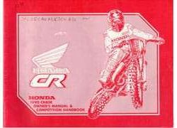 1990 Honda CR80R Motorcycle Owner's Manual