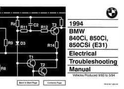 1994 BMW 840Ci, 850Ci & 850CSi Electrical Troubleshooting Manual