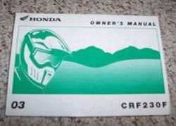 2003 Honda CR230F Motorcycle Owner's Manual