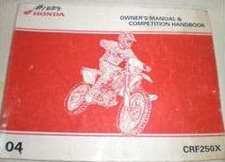 2004 Honda CRF250X Motorcycle Owner's Manual