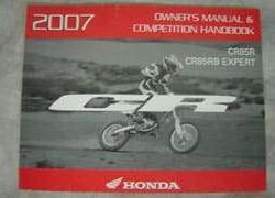 2007 Honda CR85R & CR85RB Motorcycle Owner's Manual