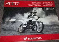2007 Honda CRF250R Motorcycle Owner's Manual
