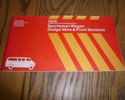 1979 Dodge Sportsman Wagon Vans & Front Sections Owner's Manual