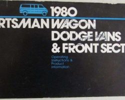 1980 Dodge Sportsman Wagon Vans & Front Sections Owner's Manual