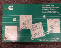 1984 Cummins B3.9 B4.5 B5.9 B Series Diesel Engines Owner Operation & Maintenance Manual