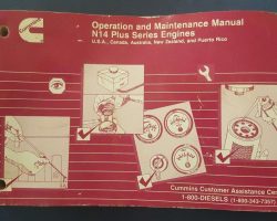 1998 Cummins N14 Series Diesel Engines Owner Operation & Maintenance Manual