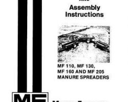 Massey Ferguson 1448064M3 Operator Manual - 110 / 130 / 160 / 205 Manure Spreader