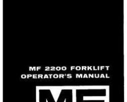 Massey Ferguson 1448088M3 Operator Manual - 2200 Forklift (Perkins gas & diesel)
