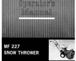 Massey Ferguson 1448155M1 Operator Manual - 227 Snow Thrower (walk behind)