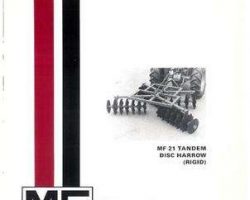 Massey Ferguson 1448292M1 Operator Manual - 21 Tandem Disc Harrow (rigid)