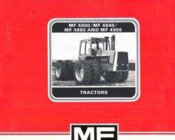 Massey Ferguson 1448471M3 Operator Manual - 4800 / 4840 / 4880 / 4900 Tractor (prior to sn 4000)