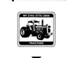 Massey Ferguson 1448511M2 Operator Manual - 2745 / 2775 / 2805 Tractor (Bosch / CAV injection pump)