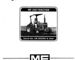 Massey Ferguson 1449015M1 Operator Manual - 230 Tractor (eff sn 9A349200)