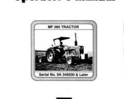 Massey Ferguson 1449023M1 Operator Manual - 285 Tractor (eff sn 9A349200)
