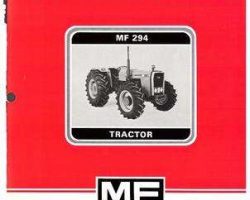 Massey Ferguson 1449030M1 Operator Manual - 294 Tractor (dry brakes, prior sn 2230003)