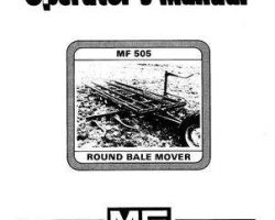 Massey Ferguson 1449122M1 Operator Manual - 505 Round Bale Mover