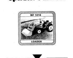 Massey Ferguson 1449127M3 Operator Manual - 1016 Loader