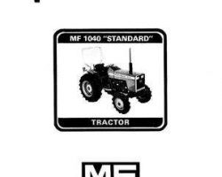 Massey Ferguson 1449136M3 Operator Manual - 1040 Compact Tractor