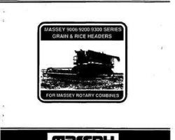 Massey Ferguson 1449176M2 Operator Manual - 9000 Series Grain Header (for 8560 / 8590 rotary combine)