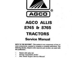 AGCO Allis 1857088M1 Service Manual - 8745 / 8765 Tractor (packet)