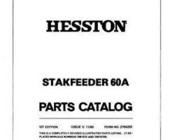 Hesston 2700252 Parts Book - SF60A StakFeeder (eff sn 60A-145, 1980)