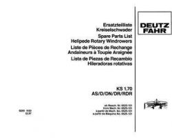 Deutz Allis 2951150 Parts Book - KS1.70D / DN / DR / Rotary Windrower Rake (USA)