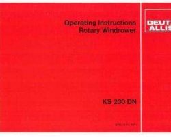 Deutz Allis 2951216 Operator Manual - KS200DN Rotary Tedder