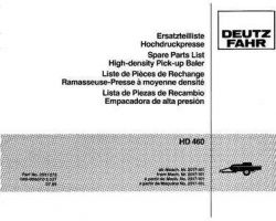 AGCO Allis 2951272 Parts Book - HD460 Baler