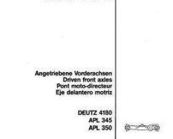 Deutz Fahr 2986186 Service Manual - D4180 / APL 345 / APL 350 Front Drixe Axle (AWD)