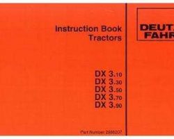 Deutz Fahr 2986207 Operator Manual - DX3.30 / DX3.50 / DX3.70 / DX3.90 Tractor