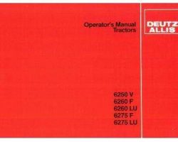 Deutz Allis 2986381 Operator Manual - 6250 VF / 6260 VF / 6275 F Tractors