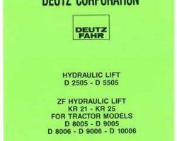 Deutz Fahr 2995194 Service Manual - D2505 - D5505 / ZF Hydraulic Lift (KR21-KR25)