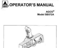 AGCO 4263910M1 Operator Manual - SB572A Snow Blower