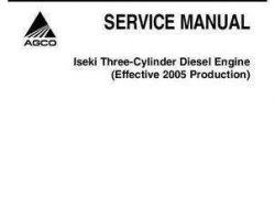 Massey Ferguson Iseki 3-Cylinder Diesel Engine, Effective 2005, Service Manual