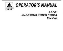 AGCO 4283161M3 Operator Manual - SH16A / SH17A / SH19A Backhoe