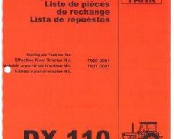 Deutz Fahr 5000713 Parts Book - DX110 Tractor (s/n 7620 and later)